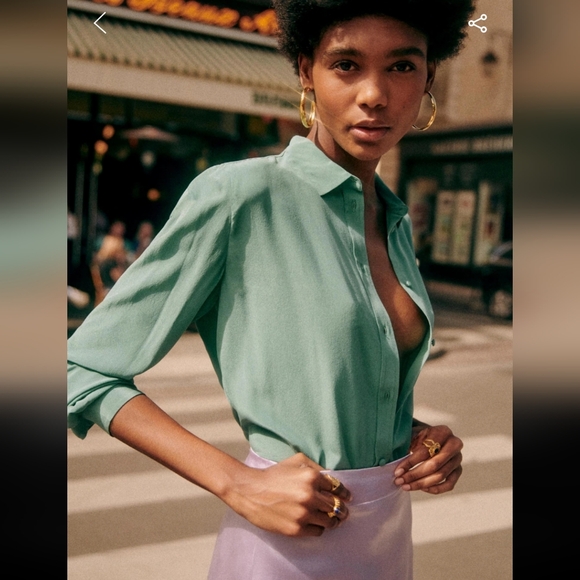 Sezane Ann 100% Silk Button Shirt - Picture 3 of 6